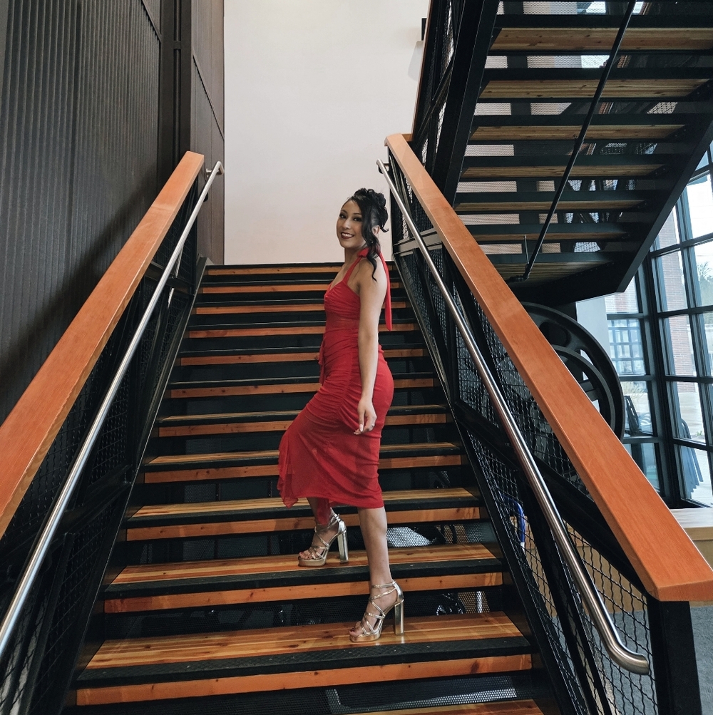 Fashion Nova Red Halter Mesh Midi Dress - Picture 7 of 7